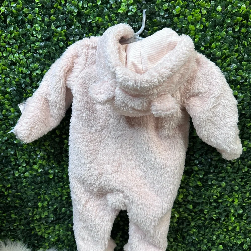 Carter's light Pink Footie One Piece‎ with Hood ears nwt